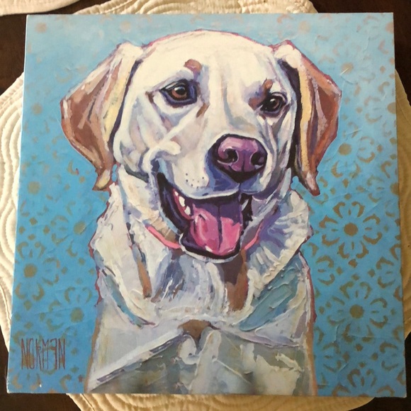 🦮 Norman Lab on canvas textured painted look print - Picture 1 of 10